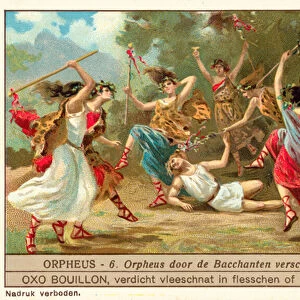 Orpheus torn to pieces by the Bacchantes (chromolitho)