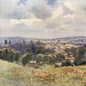 Oxford from Headington Hill (colour litho)