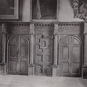 Oxford, Screen in the Hall at Jesus College (b / w photo)