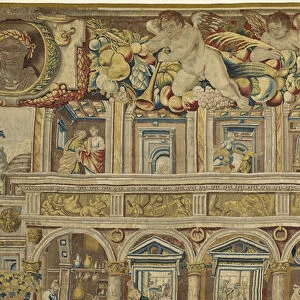 Detail of the palace and musician angel from Vertumnus and Pomona, c