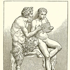 Pan Teaching Olympus to Play the Syrinx or Pipes (engraving)