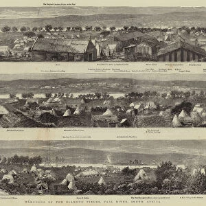 Panorama of the Diamond Fields, Vaal River, South Africa (engraving)