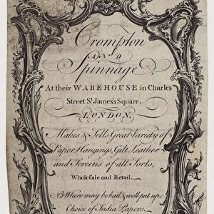 Paper stainers, Crompton and Spinnage, trade card (engraving)