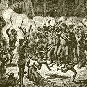 Papuan war dance (engraving)