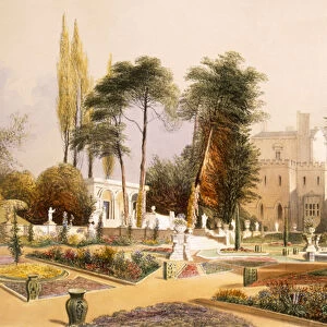 The Parterre in the Gardens at Wilton, the seat of the Earl of Pembroke (chromolitho)