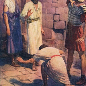 Paul and Silas in prison, from The Bible Picture Book published by Thomas Nelson, c