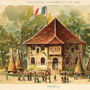 Pavilion of Senegal, Exposition Universelle 1889, Paris (chromolitho)
