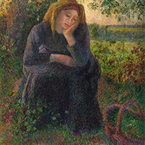 A Pensive Peasant Girl, 1892 (oil on canvas)