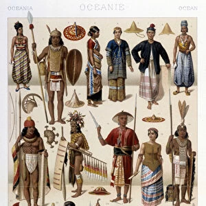 People of Malaysia and Polynesia (Oceania). Illustration in "