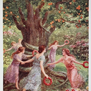 Perseus saw them dancing around the charmed tree (colour litho)