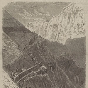 Persian Cavalcade crossing the Shiraz Mountains (engraving)