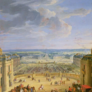 Perspective View from the Chateau of Versailles of the Place d Armes and the Stables