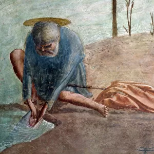 Peter extracting the coin from the fish, Santa Maria del Carmine, 1428 (fresco)