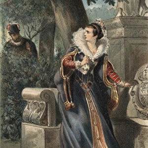 Philip II of Spain (1527-1598) and Princess D Eboli in a park in "