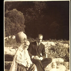 Photo Ak Princess Ileana of Romania with Prince Anton of Austria (b / w photo)