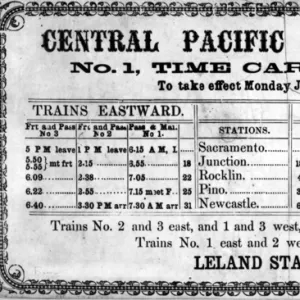 Photographic print of the Central Pacific Railroad Companys original timetable