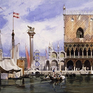 The Piazzetta di San Marco, Venice, 1839 (pencil and watercolour on paper)
