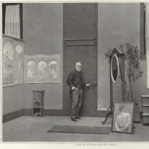 Pierre Puvis de Chavannes in his workshop (b / w photo)