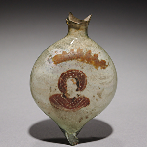 Pilgrims Flask with Nimbed Figure, c. 400-600 (opaque glass with paint)