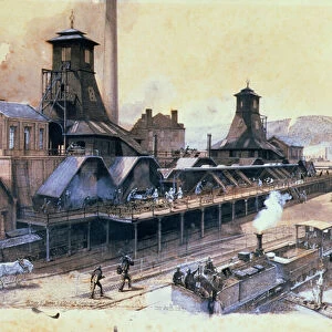 The Pits of St. Pierre & St. Paul at Le Creusot, 1866 (ink and gouache on paper)