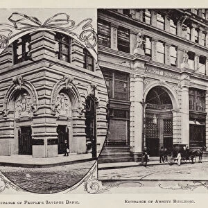 Pittsburgh: Entrance of Peoples Savings Bank; Entrance of Arrott Building (b / w photo)