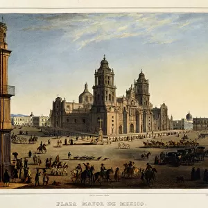 Plaza Mayor, Mexico, c. 1839 (colour lithograph)
