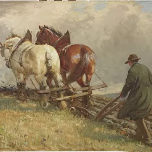 Ploughing, c. 1900-19 (tempera on paper)