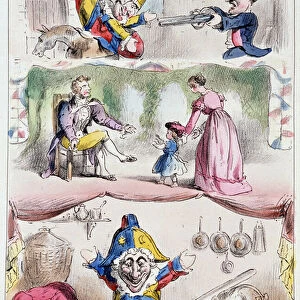 Polichinelle et la mere Gigogne - Lithography, from Theatre des marionnettes du jardin des Tuileries, text and drawing by Louis Edmond Duranty (1833-1880), Paris, 1863