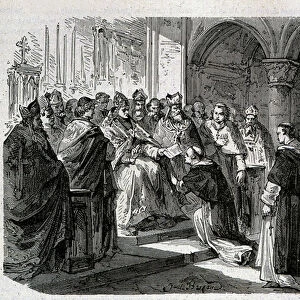 Pope Adrien II (792-872) handed over to one of his legates a bubble of excommunication