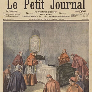 Pope Leo XIII receiving the last rites (colour litho)