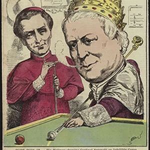 Pope Pius IX - His Holiness showing Cardinal Antonelli an Infallible Canon (coloured engraving)
