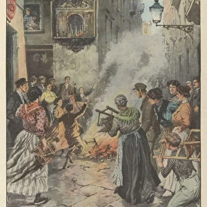 Popular traditions, the rite of Sant Antuono, in Naples, on the evening of the 17th current (colour litho)