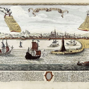 Port of Barcelona, late 18th century (engraving)