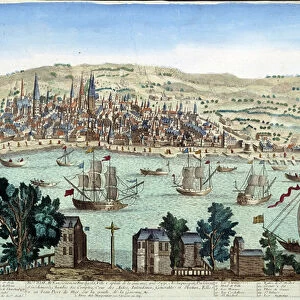 The port and city of Bordeaux - engraving, 18th century