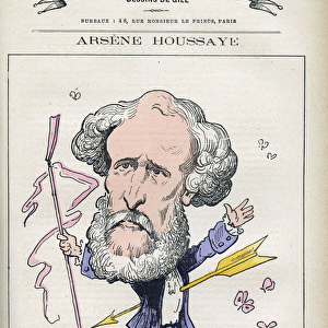 Portrait of Arsene Houssaye (1815-1896), French man of letters. Caricature by Gill, Paris