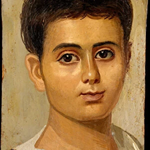 Portrait of the Boy Eutyches, 100-150 AD (encaustic on wood, paint)
