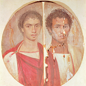 Portrait of two brothers (encaustic painting on wood)