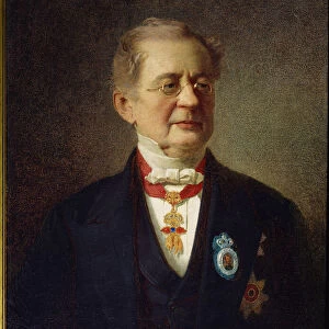Portrait du chancellier Prince Alexander Mikhailovich Gorchakov (Alexandre Gortchakov) (1798-1883). Peinture de Ivan Petrovich Keler Viliandi (Keler-Viliandi, 1826-1899), 1867. Art russe du 19eme siecle