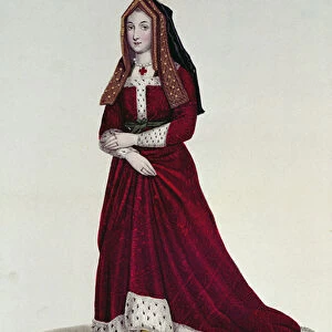 Portrait of Elizabeth of York, 1841 (colour engraving)