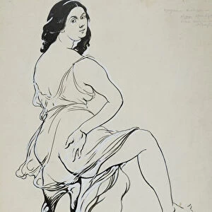 Portrait of Isadora Duncan dancing (brush and Indian ink over traces of graphite