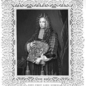 Portrait of John, 1st Lord Somers (engraving) (b / w photo)