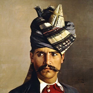 Portrait of a Khattack in Military Head-Dress, 1898 (oil on canvas)