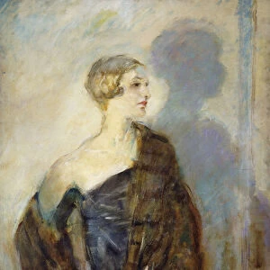 Portrait of Lady Abdy, three-quarter length, wearing a Fur Wrap, (oil on canvas)