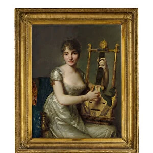 Portrait de Madame Larmoyer, three-quarter length, holing a lyre, 1804 (oil on panel)