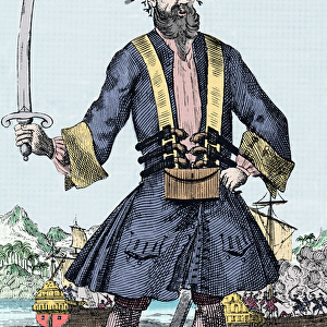 Portrait of the pirate Edward Teach dit Barbenoire (Blackbeard or Blackbeard, 1680-1718)