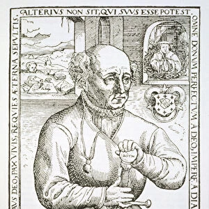 Portrait of Theothrastus Paracelsus (1493-1541), copy of an illustration from his book