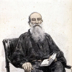 Portrait of Tolstoy, engraving 1888