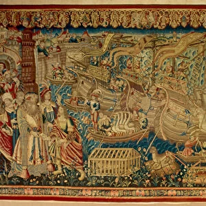 The Portuguese navigator Vasco de Gama arrived in Calicut, in 1498. 16th century, Tapestry