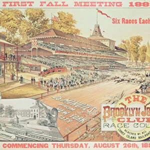 Poster advertising The Brooklyn Jockey Club Race Course, 1886 (colour litho)