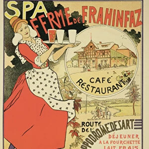 Poster advertising the Ferme de Frahinfaz, a cafe and restaurant near Spa